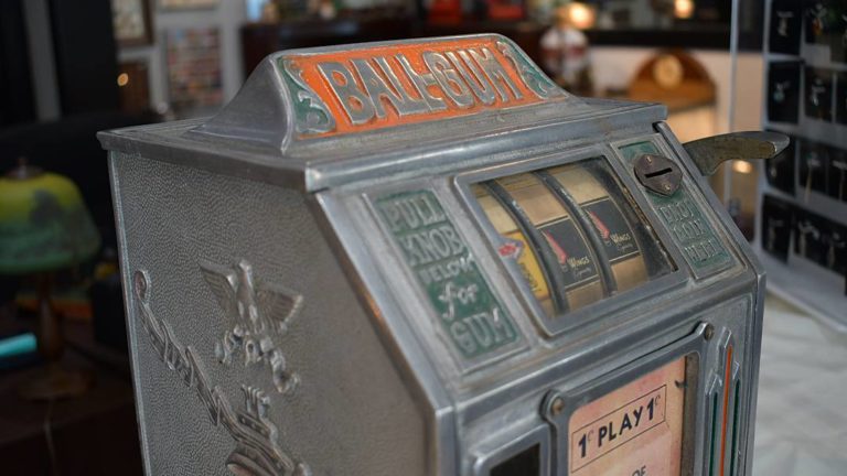 Antique and vintage coin-operated banks, toys, and machines at Pismo Beach Coins Etc Gallery, California