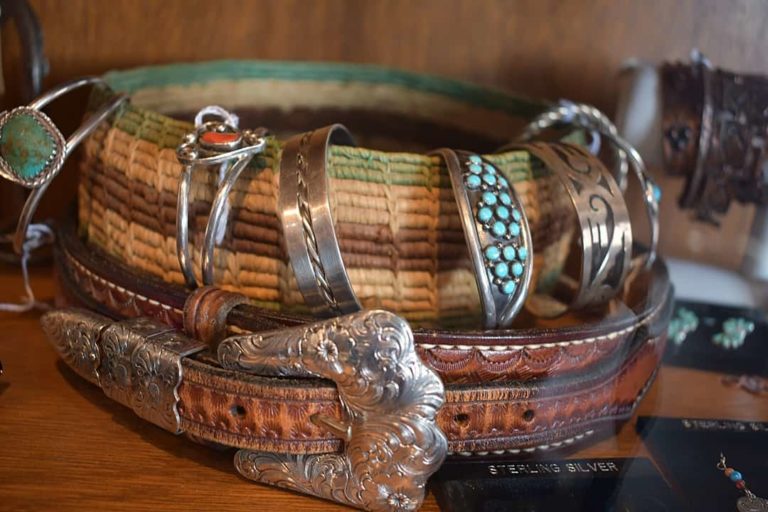 Native American bracelets and belt buckles at Pismo Beach Coins Etc Gallery